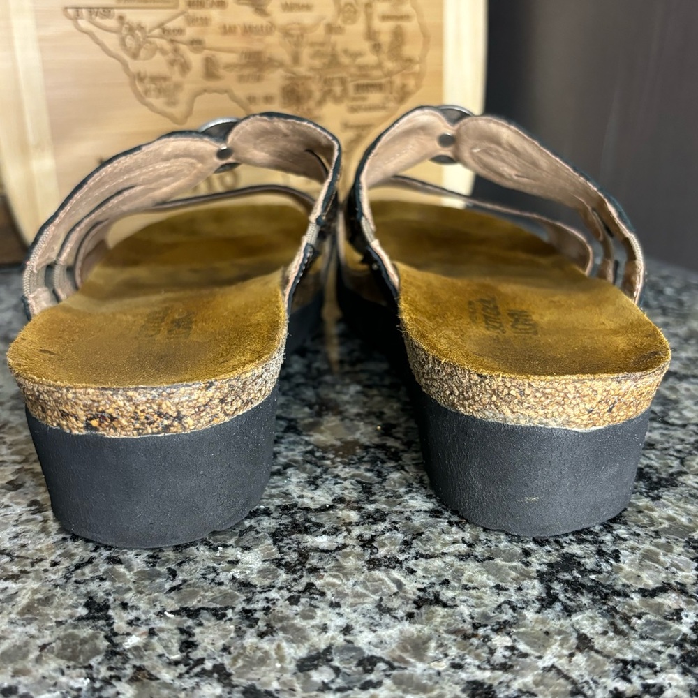 Naot Bronze Jeweled Metallic Leather Wedge Slide Sandals Size 9 - Picture 5 of 9